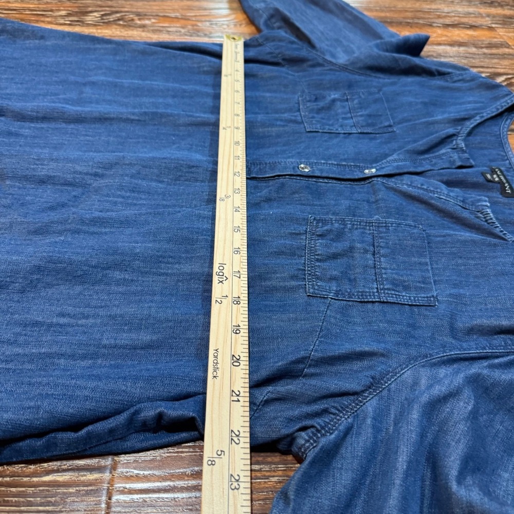 Lane Bryant Blue Denim Popover Blouse Long Sleeve Split Neck Top Womens 14/16 - Picture 4 of 6